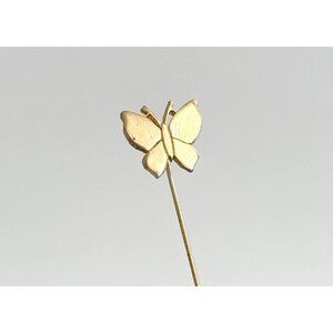 Butterfly Figural Carved Vintage Gold Colored Stick Pin | Hat Pin | Lapel Pin